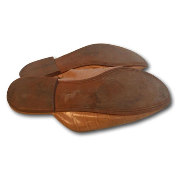 Jenn Ardor Caramel Reptile Embossed Backless Slip-On Mule Flat Loafers Size: 9 - Picture 3 of 4